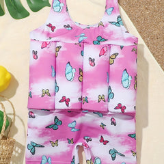 Girls Buoyancy Swimsuit One-piece Short Sleeve Swimwear