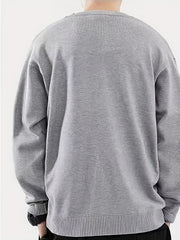 Dad Daughter Print Knit Sweater Warm Crew Neck Pullover for Fall Winter