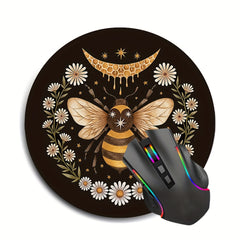 Bee Mouse Pad Round Non Slip Rubber Mousepad Laptop Office Computer Decor
