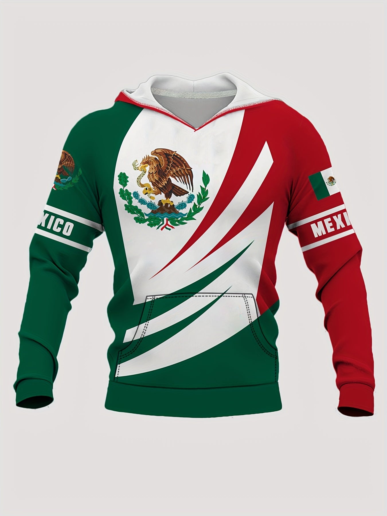 Mexico Eagle Print Hoodies For Men Graphic Hoodie Comfy Loose Hooded Pullover