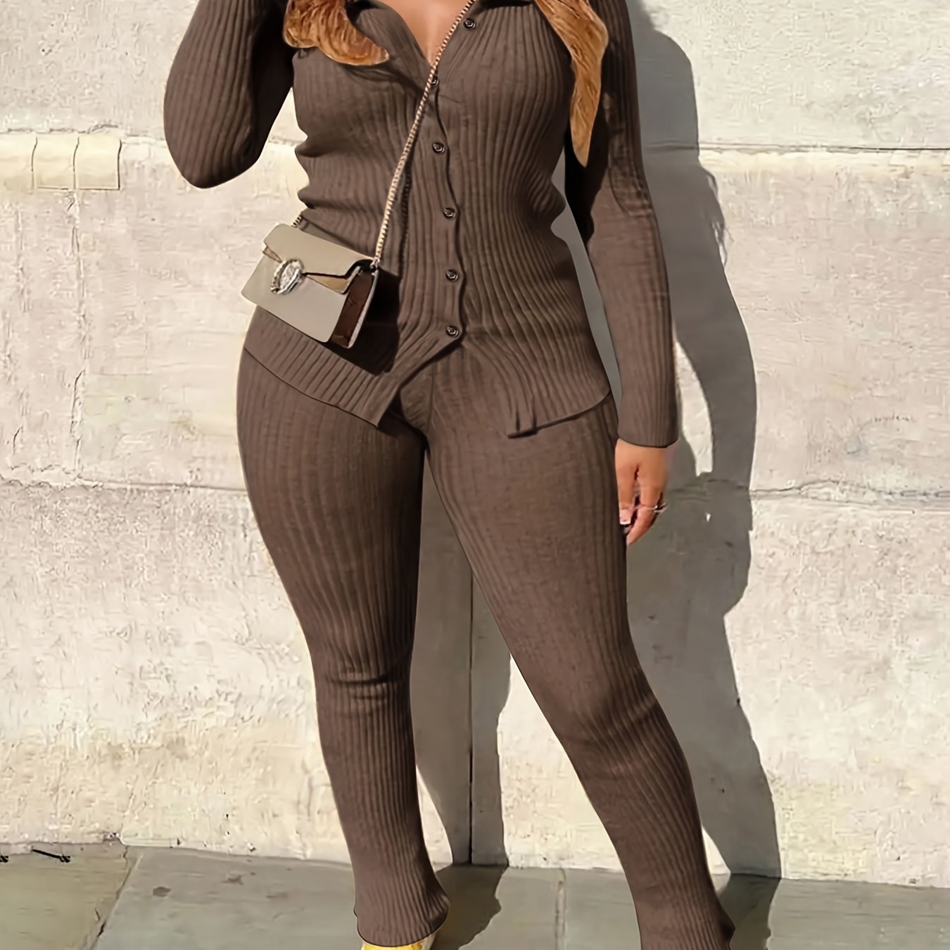 Sexy Outfits: Ribbed Knit Top & Pants Set