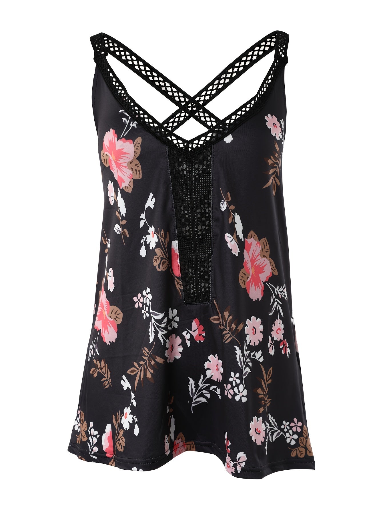 Lace Floral Print Sleeveless Summer Top