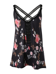 Lace Floral Print Sleeveless Summer Top