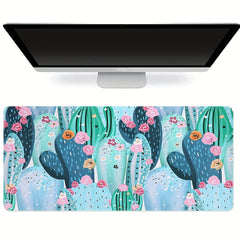 Large Cactus Pattern Gaming Mouse Pad 16 29 5in Desk Mat Water Resistant