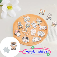 15pcs Kpop Acrylic Pins Stickers Bunny Puppy Back to School Gift For Girls