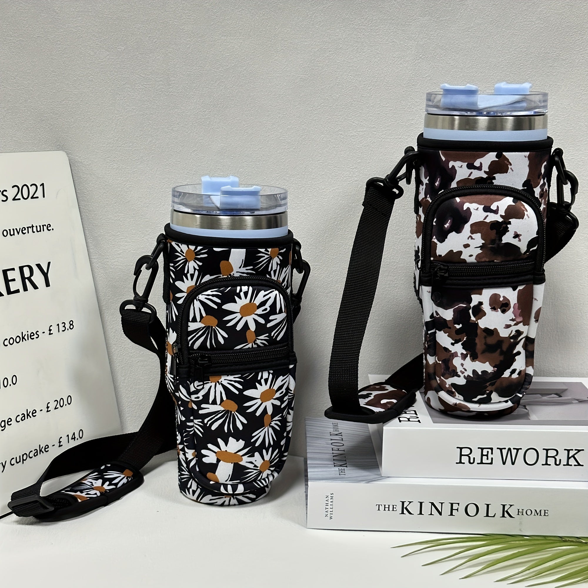 Colorful Insulated Sleeve for 40oz Cup w/ Pocket - Pattern Printed Holder