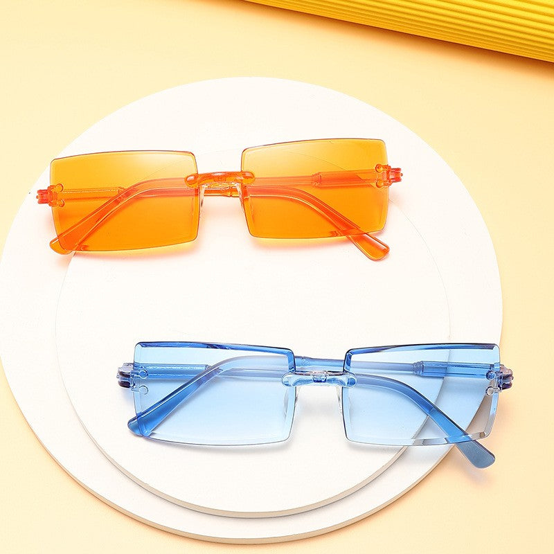 Vintage Gradient Sunglasses Square Oversized Stylish Rimless Ladies