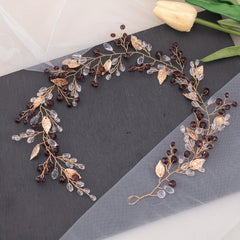 Crystal Headpiece Alloy Leaf Shape Headband Retro Headwear