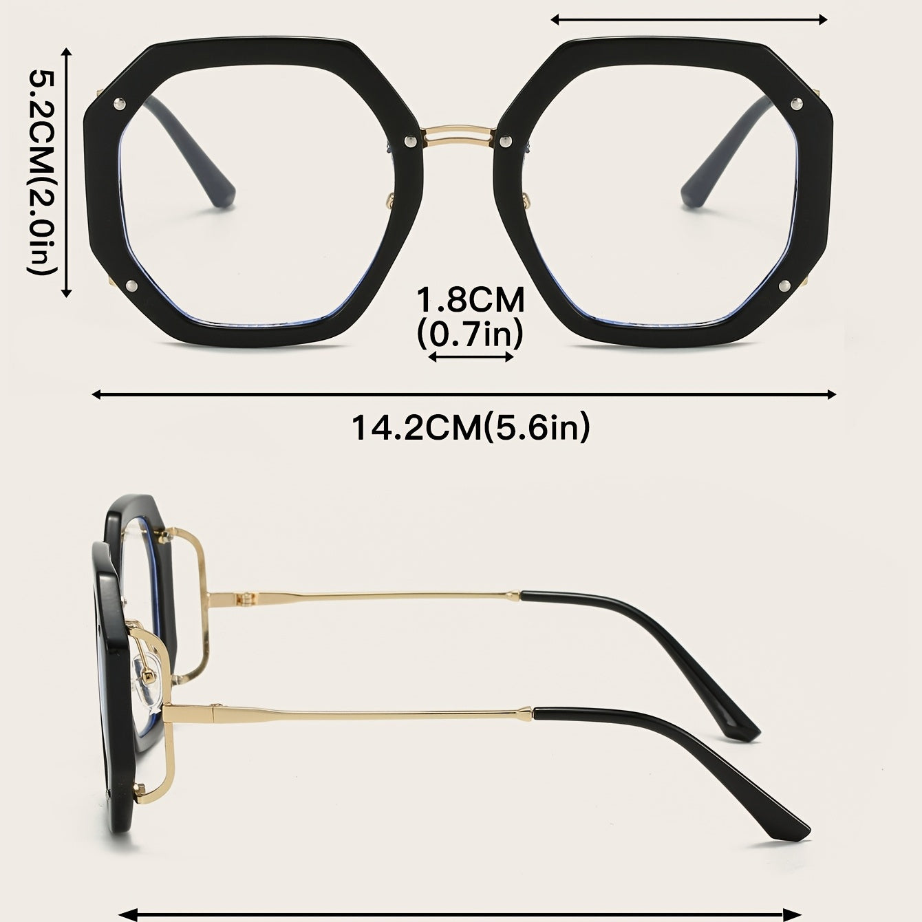 Metal Polygon Frame Light Blocking Glasses for Women Unisex