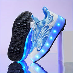 Girl's LED Light Up Roller Shoes With Rotating Buckle