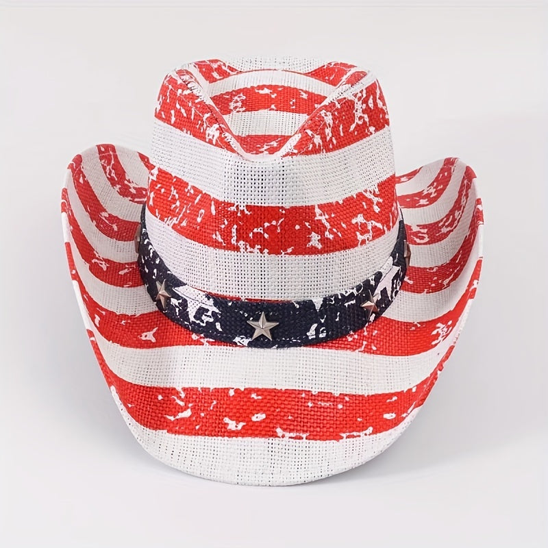 Graffiti Print Cowboy Hat Unisex Block Straw Jazz Hat Red Fedora Cap