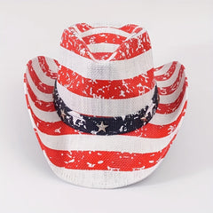 Graffiti Print Cowboy Hat Unisex Block Straw Jazz Hat Red Fedora Cap