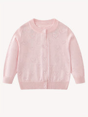 Girls Jacquard Button Down Knit Cardigan Top For Summer Night