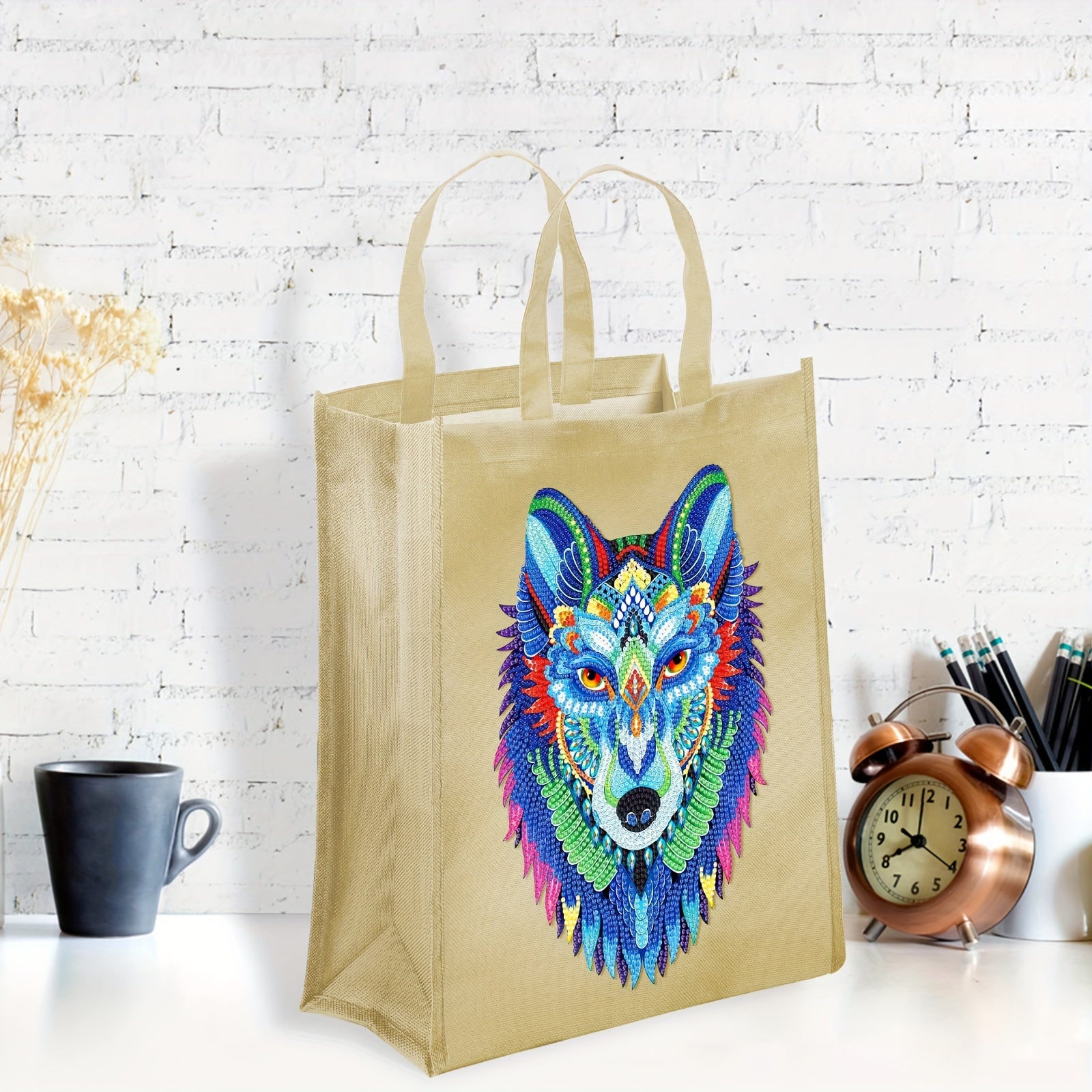 Custom Cartoon Wolf Diamond Painting Ironing Bag