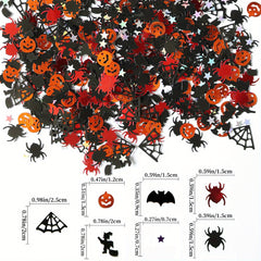 15g Halloween Decorations Pack: Spider Sequins, Webs, Ghosts, Pumpkins, Stars