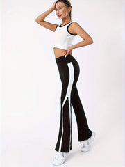 High Waist Flared Yoga Pants Contrast Bell Bottom Pants Women's Activewear