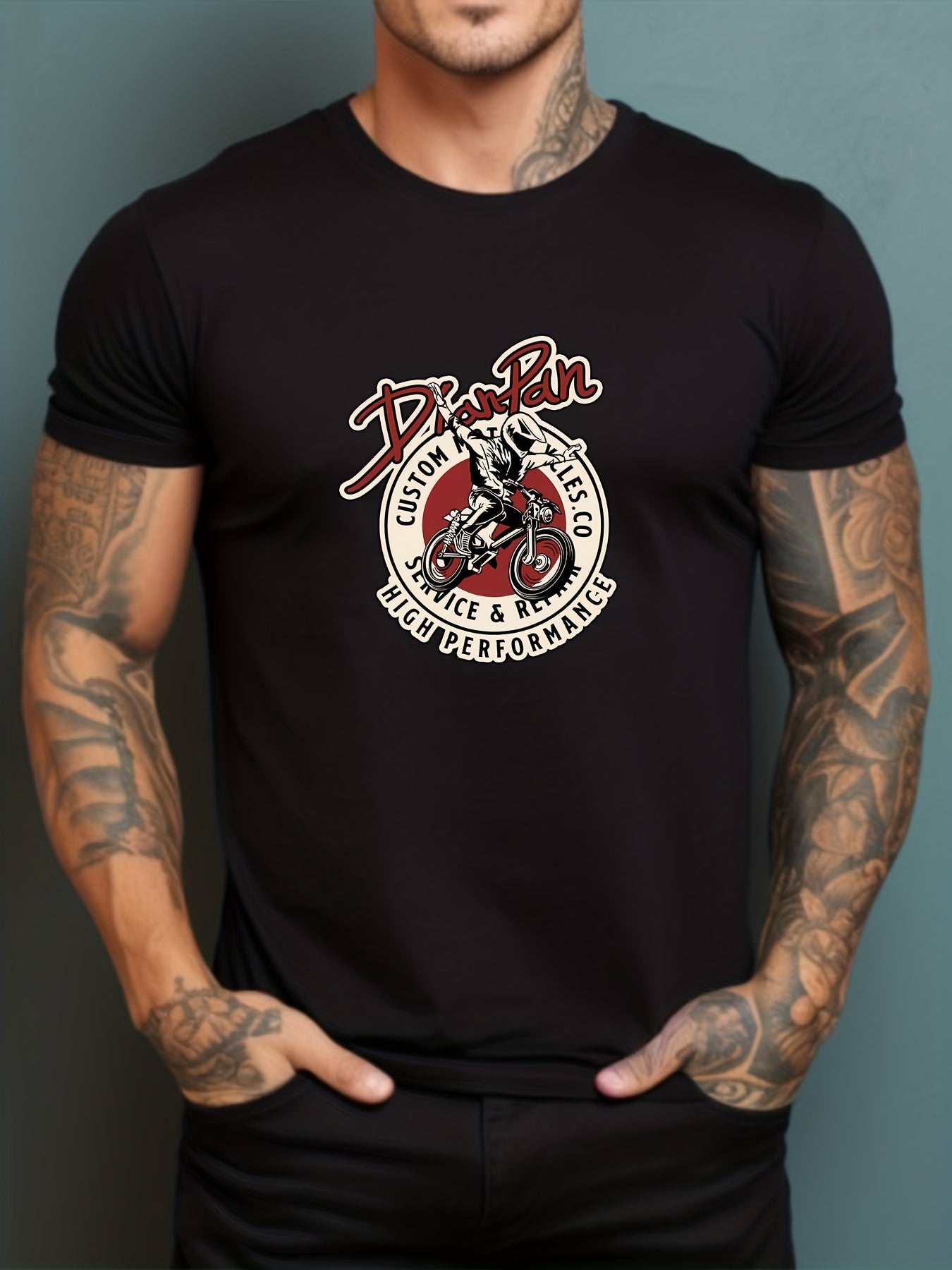 Men's Printed Leisure Sports T shirt Round Neck Tee Shirt For Summer