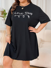 Letter Graphic Nightdress Short Sleeve Sleep Dress