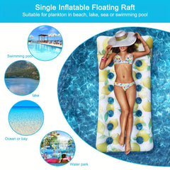 Lemon Print Inflatable Pool Lounger with Headrest
