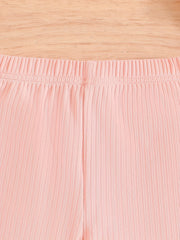 Toddler Baby Girl's Flared Pants 3pcs Outfit Ribbed Knit Leggings