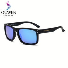 OUWEN Classic Square Polarized Sunglasses For Men Rectangular Mirrored Sun Glass