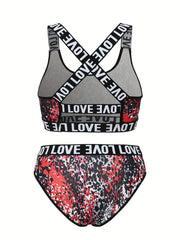 6 Pack Plus Size Sports Lingerie Set Women's Plus Print Bra & Panty