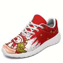 Christmas Snowman And Lantern Pattern Women's Outdoor Printed Sneakers