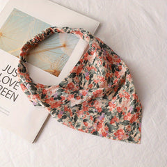 Floral Print Chiffon Triangle Scarf Bandana Boho Head Wrap Hair Accessory
