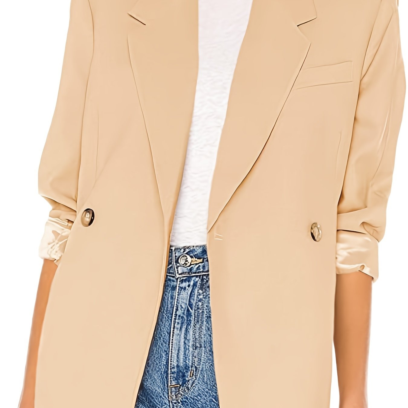 Button Front Blazer Casual Long Sleeve Work Office Women's Clothing