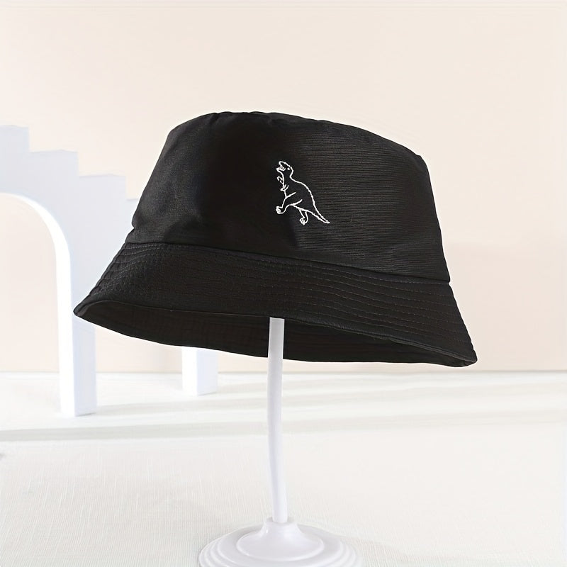 Kids Sunshade Embroidery Dinosaur Fisherman Hat