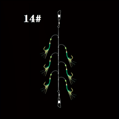 Bionic Fishing Hook Set with 6 Hooks on Green Leather String