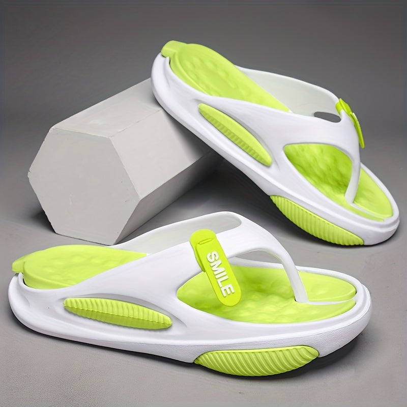 Men's Platform Thong Sandals Casual Smile Detail Non Slip Flip flops