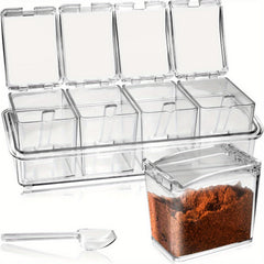 Clear Seasoning Rack Spice Box Container with Spoon