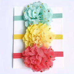 3pcs Baby Girls Flowers Headbands Hair Wraps Elastics Hairbands for Newborn