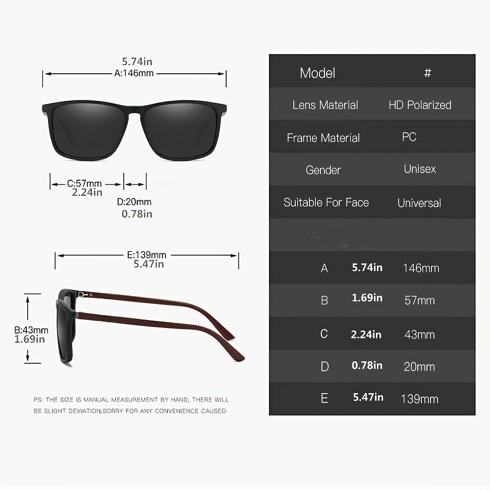Square Polarized Sunglasses Lightproof UV400