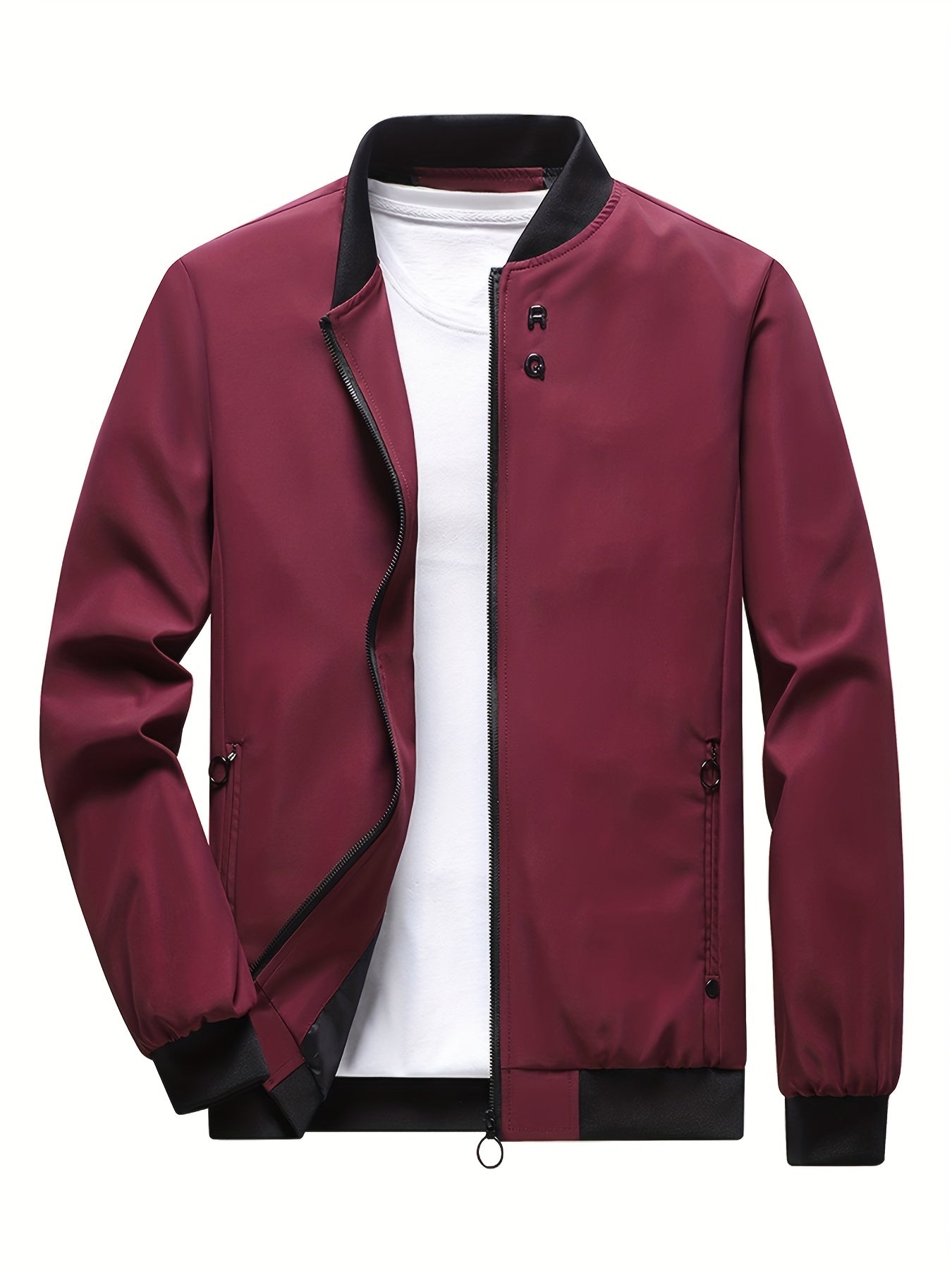 Men's Casual Zipper Pockets Zip Up Jacket