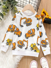 Boys Excavator Print Pullover Sweatshirt