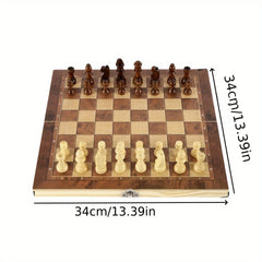 Wooden Checkerboard Puzzle Chess Set