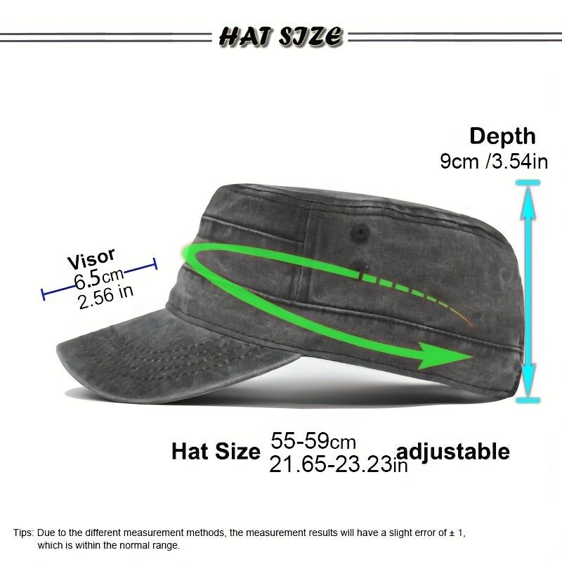 Casual Cotton Flat Top Hat Vintage Army Cap