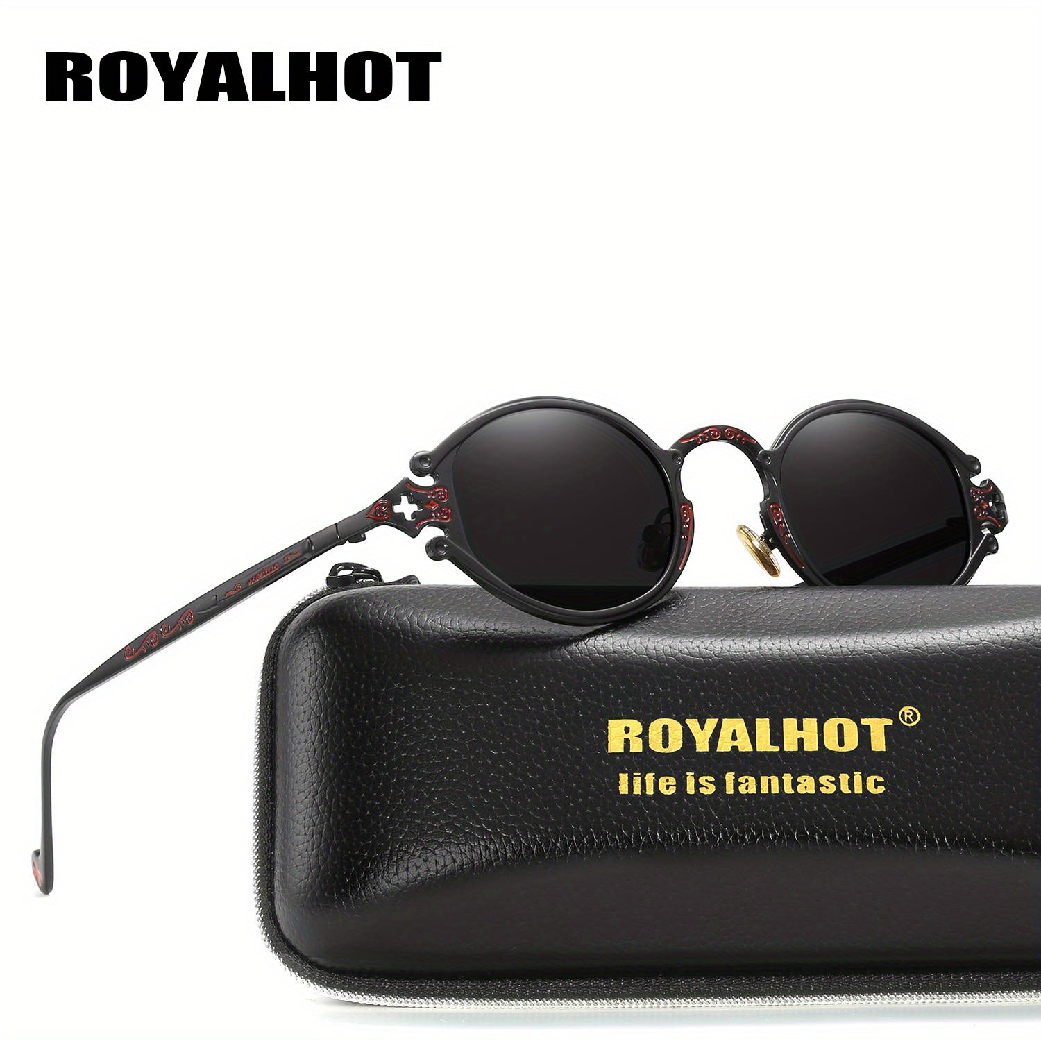 RoyalHot Oval Metal Polarized Sunglasses