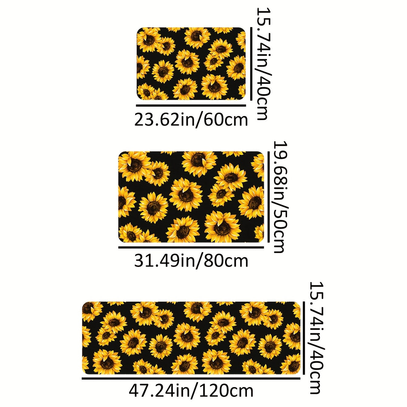 Sunflower Printed Kitchen Rug Anti Slip Absorbent Soft Cushioned