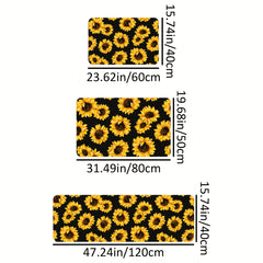 Sunflower Printed Kitchen Rug Anti Slip Absorbent Soft Cushioned