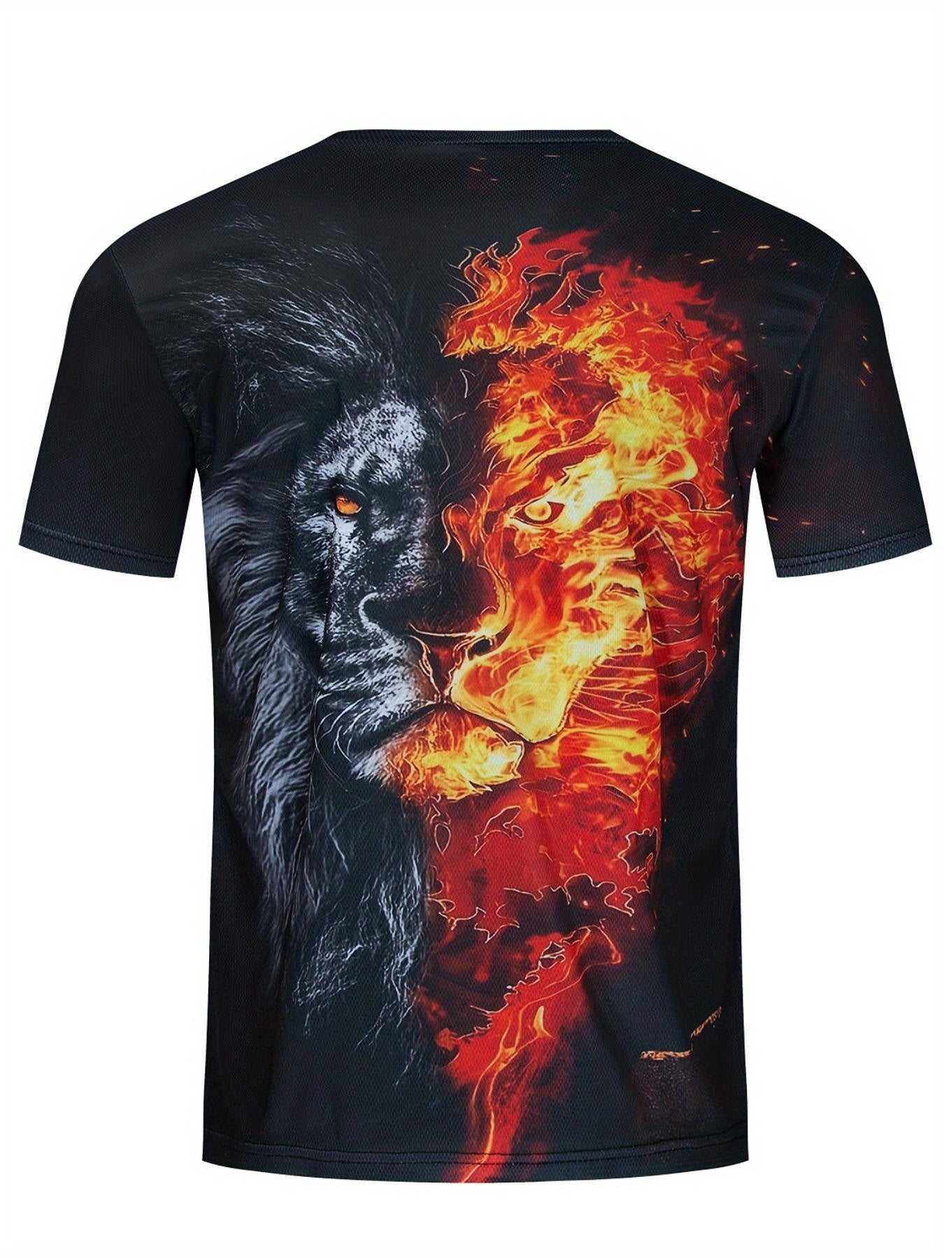 Men's 3D Lion Graphic T Shirt Stylish Summer Casual Tee