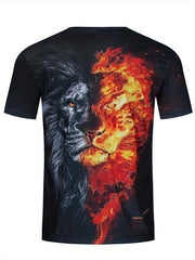 Men's 3D Lion Graphic T Shirt Stylish Summer Casual Tee