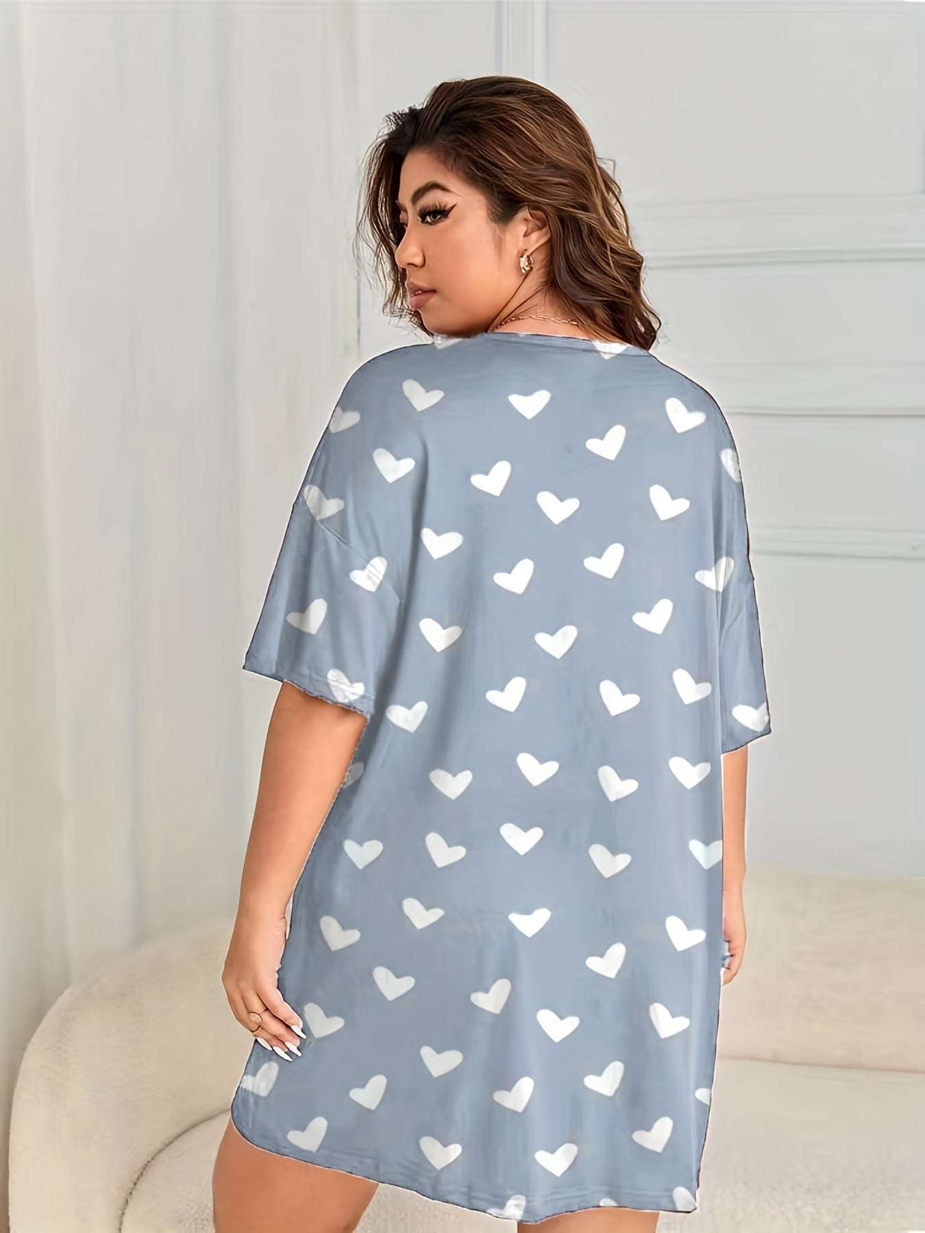 Heart Print Short Sleeve Tee Dress