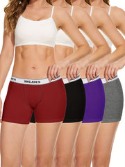 4 Pack Plus Size Panties Set Women's Plus Boyshorts