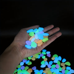 100pcs Glow in the Dark Pebbles Natural Crystals for Garden or Aquarium