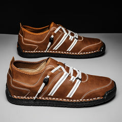 Men Leather Stitch Loafer Shoes Slip On Lightweight Dress Shoes
