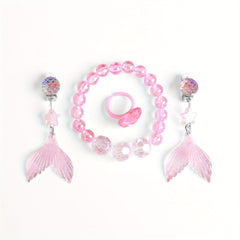 Little Mermaid Jewelry Set: Earrings, Ring & Bracelet x4