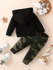 Toddler Baby Boys Pretty Fly Print Hoodie & Camo Pants Outfit